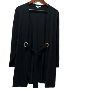 Cocobleu  stretch knit tie front Black cardigan sweater size L GUC